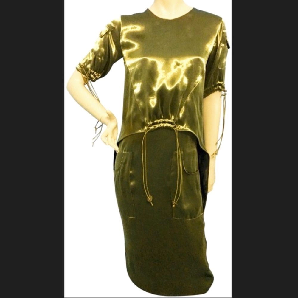 RL Collection Silk Sample Dress Drawstring Pockets